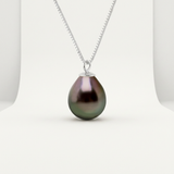 Eccezionale: collana in argento e vera perla di Tahiti 8-9 mm
