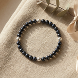 Bracciale portafortuna - Perla d'acqua dolce - Rotonda 5-6 mm Nera Tahiti