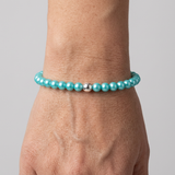 Bracciale portafortuna - Perla d'acqua dolce - Rotonda 5-6 mm Blu turchese