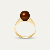 Anello in oro giallo con perle coltivate d'acqua dolce - Diametro rotondo 8-9 mm Cioccolato