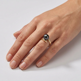 Anello- Perle Coltivate- Rotonde 8-9 mm Nero Tahiti- Oro Giallo