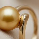 Anello- Perle coltivate d'acqua dolce- Diametro rotondo 8-9 mm Oro- Misura 48 (EU)- Oro giallo