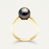 Anello in oro giallo con una magnifica perla di Tahiti