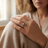 Anello- Perle di Tahiti- Diametro tondo 8-9 mm- Oro bianco- Diamanti