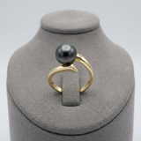 Anello- Perle di Tahiti- Diametro tondo 8-9 mm- Oro giallo