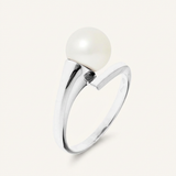 Anello- Perle coltivate d'acqua dolce- Diametro rotondo 8-9 mm Rosa- Misura 48 (EU)- Oro bianco