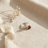 Anello - Perle coltivate d'acqua dolce - Diametro rotondo 8-9 mm Rosa e cioccolato - Taglia 48 (UE) - Argento sterling 925