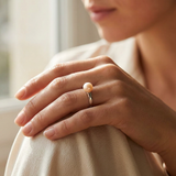 Anello con perle coltivate d'acqua dolce in oro bianco - diametro rotondo 8-9 mm Rosa