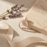 Anello con perle coltivate d'acqua dolce in oro bianco - diametro rotondo 8-9 mm Rosa