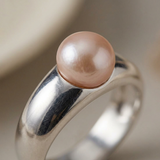 Anello - Perle coltivate d'acqua dolce - Diametro rotondo 8-9 mm Rosa - Taglia 48 (UE) - Argento sterling 925