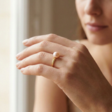 Anello- Perle coltivate d'acqua dolce- Diametro rotondo 7-8 mm Rosa- Misura 48 (EU)- Oro giallo
