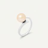 Anello con perle coltivate d'acqua dolce in oro bianco - diametro rotondo 8-9 mm Rosa