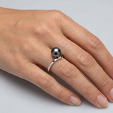 Anello- Perle di Tahiti- Diametro tondo 8-9 mm- Oro bianco