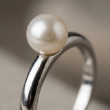 Anello rigido - Perla coltivata d'acqua dolce - Diametro 6-7 mm Bianco - Gioielli da donna - Argento sterling 925