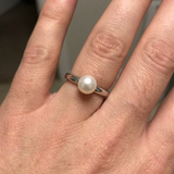 Anello rigido - Perla coltivata d'acqua dolce - Diametro 6-7 mm Bianco - Gioielli da donna - Argento sterling 925