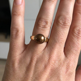 Anello in oro giallo con perle coltivate d'acqua dolce - Diametro rotondo 8-9 mm Cioccolato