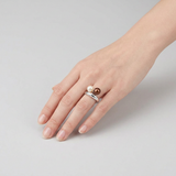 Anello - Perle coltivate d'acqua dolce - Diametro rotondo 8-9 mm Rosa e cioccolato - Taglia 48 (UE) - Argento sterling 925