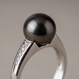 Anello - Perle coltivate di Tahiti - Diametro rotondo 8-9 mm - Gioielli da donna - Oro bianco
