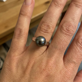 Anello - Perle coltivate di Tahiti - Diametro rotondo 8-9 mm - Gioielli da donna - Oro bianco
