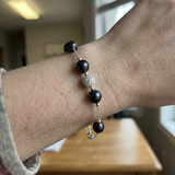 Bracciale con 4 perle coltivate d'acqua dolce - Diametro 6-7 mm Tahiti nere - Argento 925 millesimi