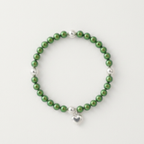Bracciale Portafortuna - Perla d'acqua dolce - Rotonda 5-6 mm Verde intenso