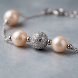 Bracciale con 4 perle coltivate d'acqua dolce - Diametro 6-7 mm Rosa - Argento sterling 925
