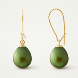Orecchini - Perle coltivate d'acqua dolce - Diametro pera 9-10 mm Verde intenso - Gioielli da donna - Oro giallo