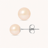 Orecchini - Perle coltivate d'acqua dolce rotonde 7-8 mm Rosa -