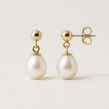 Orecchini - Perle coltivate d'acqua dolce - Diametro 7-8 mm Bianco - Gioielli da donna - Oro giallo