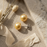 Orecchini a bottone con perle d'acqua dolce coltivate Diametro 9-10 mm Oro Oro bianco