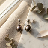 Orecchini - Perle coltivate di Tahiti - Diametro ovale 8-9 mm - Argento sterling 925