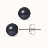 Orecchini - Perle coltivate d'acqua dolce rotonde 7-8 mm Nere Tahiti - Gioielli da donna