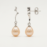 Orecchini - Perla coltivata d'acqua dolce - Pera 8-9 mm Rosa - Oro bianco