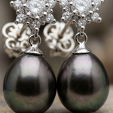 Orecchini - Perle coltivate di Tahiti - Diametro della pera 8-9 mm - Gioielli da donna - Argento sterling 925
