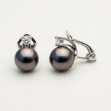 Orecchini -Perle di Tahiti- Diametro Ovale 8-9 mm- Argento