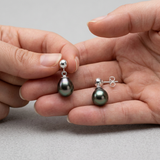 Orecchini - Perle coltivate di Tahiti - Diametro ovale 8-9 mm - Argento sterling 925
