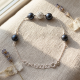 Bracciale con 4 perle coltivate d'acqua dolce - Diametro 6-7 mm Tahiti nere - Argento 925 millesimi