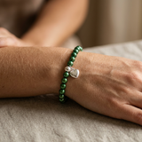 Bracciale Portafortuna - Perla d'acqua dolce - Rotonda 5-6 mm Verde intenso