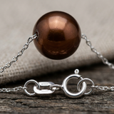 Bracciale 3- Perle coltivate d'acqua dolce- Diametro 8-9 mm- Colore cioccolato- Argento 925 millesimi