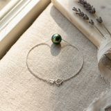 Bracciale - Perla coltivata d'acqua dolce - Diametro 8-9 mm Verde intenso - Argento sterling 925
