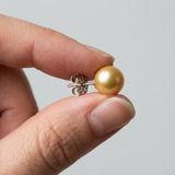 Orecchini a bottone con perle d'acqua dolce coltivate Diametro 9-10 mm Oro Oro bianco
