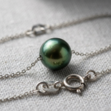 Bracciale - Perla coltivata d'acqua dolce - Diametro 8-9 mm Verde intenso - Argento sterling 925