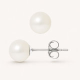 Orecchini - Perle coltivate d'acqua dolce rotonde 7-8 mm Bianche