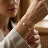 Bracciale con 3 perle coltivate d'acqua dolce - Diametro 7-8 mm Rosa - Argento sterling 925