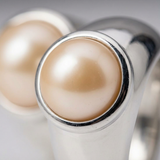 Anello - Perle coltivate d'acqua dolce - Diametro bottone 9-10 mm Rosa - Taglia 48 (UE) - Argento sterling 925