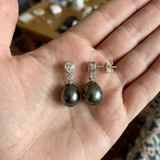 Orecchini - Perle di Tahiti - Pera 8-9 mm - Argento 925 millesimi