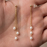 Orecchini - Perle coltivate d'acqua dolce - Pera Diametro 5-6 mm Oro bianco-giallo