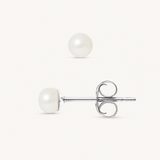 Orecchini - Bottone di perla d'acqua dolce coltivata 4-5 mm Bianca