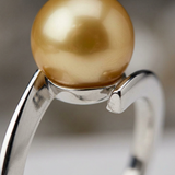 Anello- Perle coltivate d'acqua dolce- Diametro rotondo 7-8 mm Oro- Misura 48 (EU)- Oro bianco