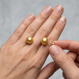 Orecchini - Perle coltivate d'acqua dolce - Bottone Diametro 9-10 mm Oro - Gioielli da donna - Oro giallo
